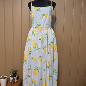 GAP White Maxi Dress with Yellow Lemon Print